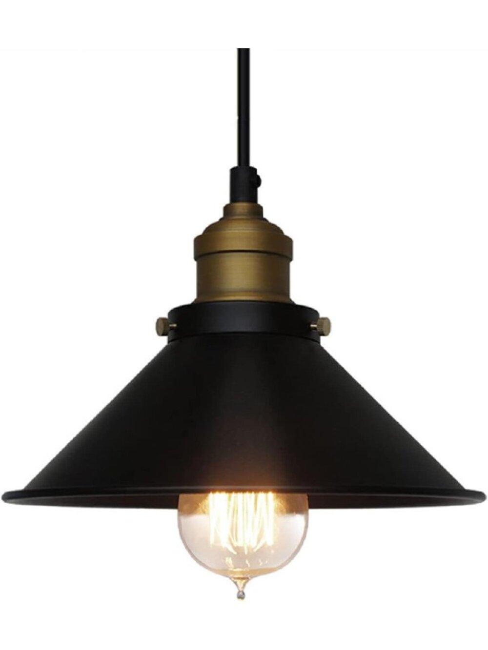 Vintage Black Industrial Pendant Light Fixture, 9.84" Hanging Ceiling Lamp for